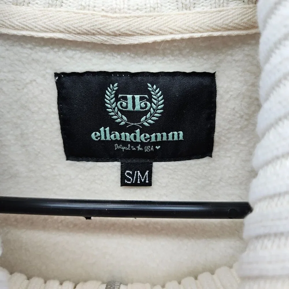 Ellandemm Royal Club Sweater Pullover Mens Size S/M Ivory 1/4 Zip‎